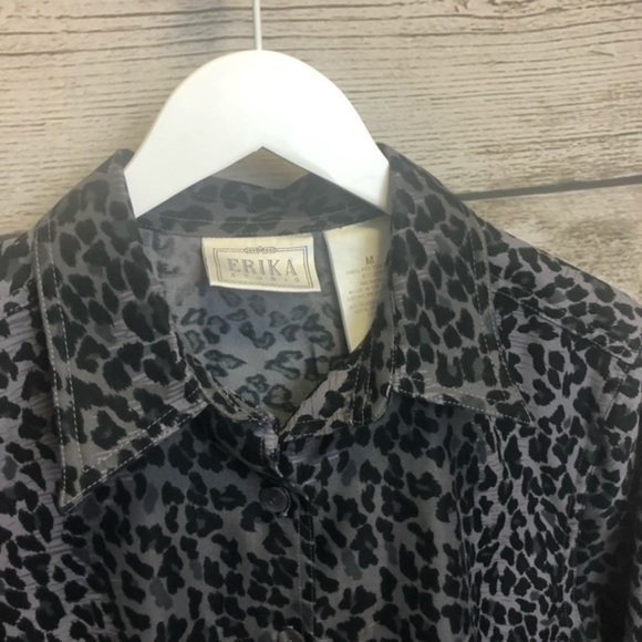 Vintage Erika Studio Cheetah Print Button Up Shirt Jacket Size Medium - Picture 7 of 14